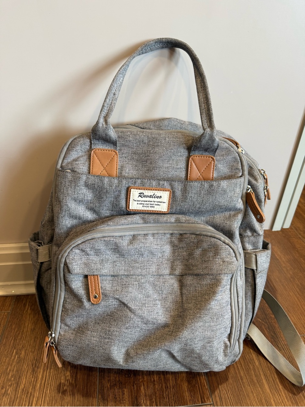 Ruvalino Gray Canvas Tote-Style diaper bag/Backpack